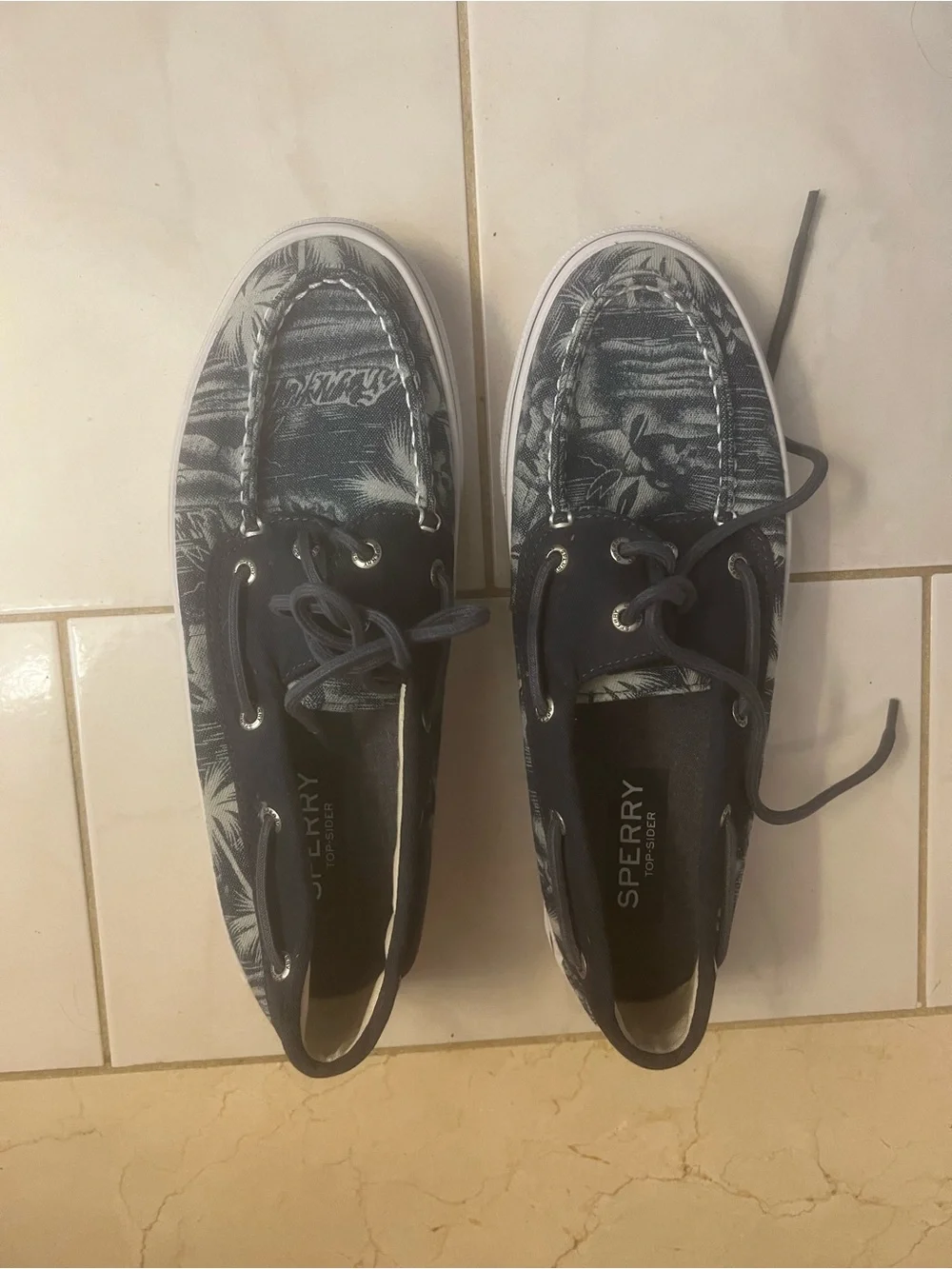 Sperry Top-Sider Men’s Navy Patterned Canvas Boat Shoes